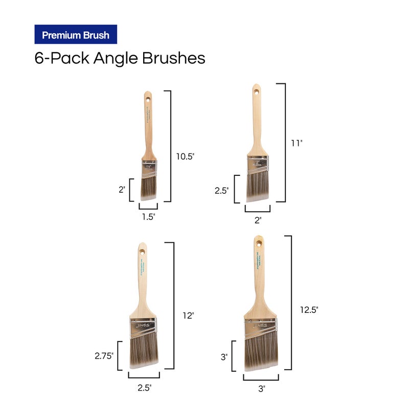 Pro-Grade Pro Grade - Paint Brushes - 6 Pack Variety Angle Paint Brushes - Image 2